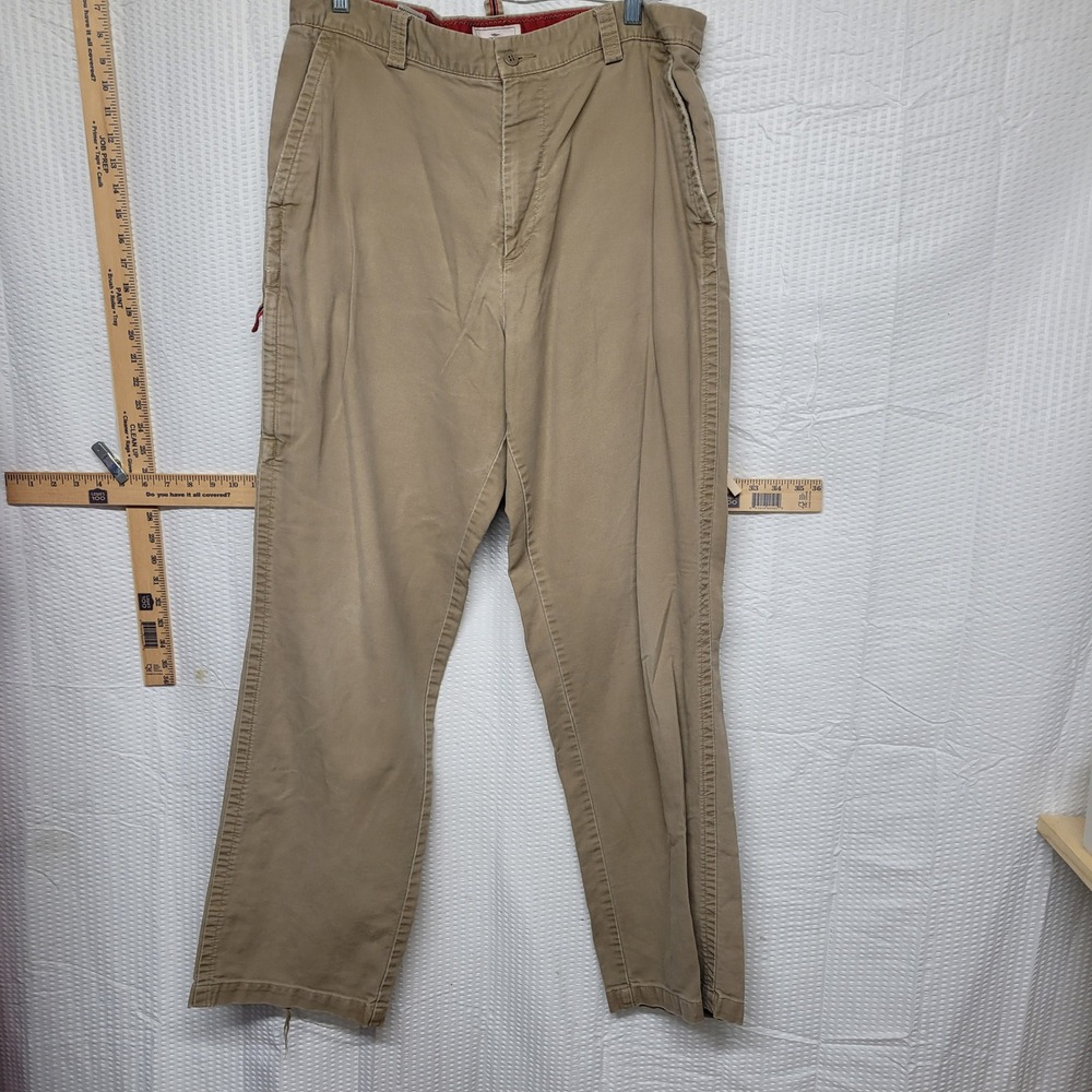 Dockers Mens Khaki Chinos Relaxed Fit Flat Front Cotton Pants 36x34 Tan